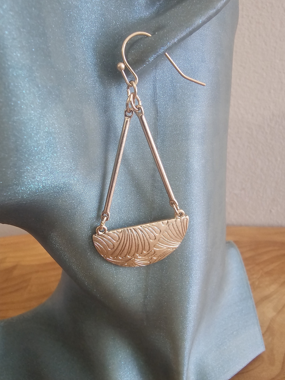 Delicate Half-Moon Drop Earrings - Picture 3 of 5